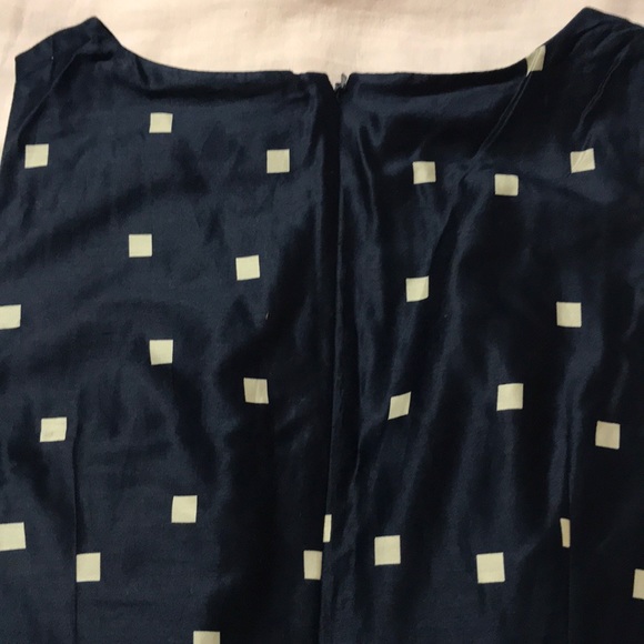 Navy Blue Dress with Tan geometric print - Picture 4 of 4